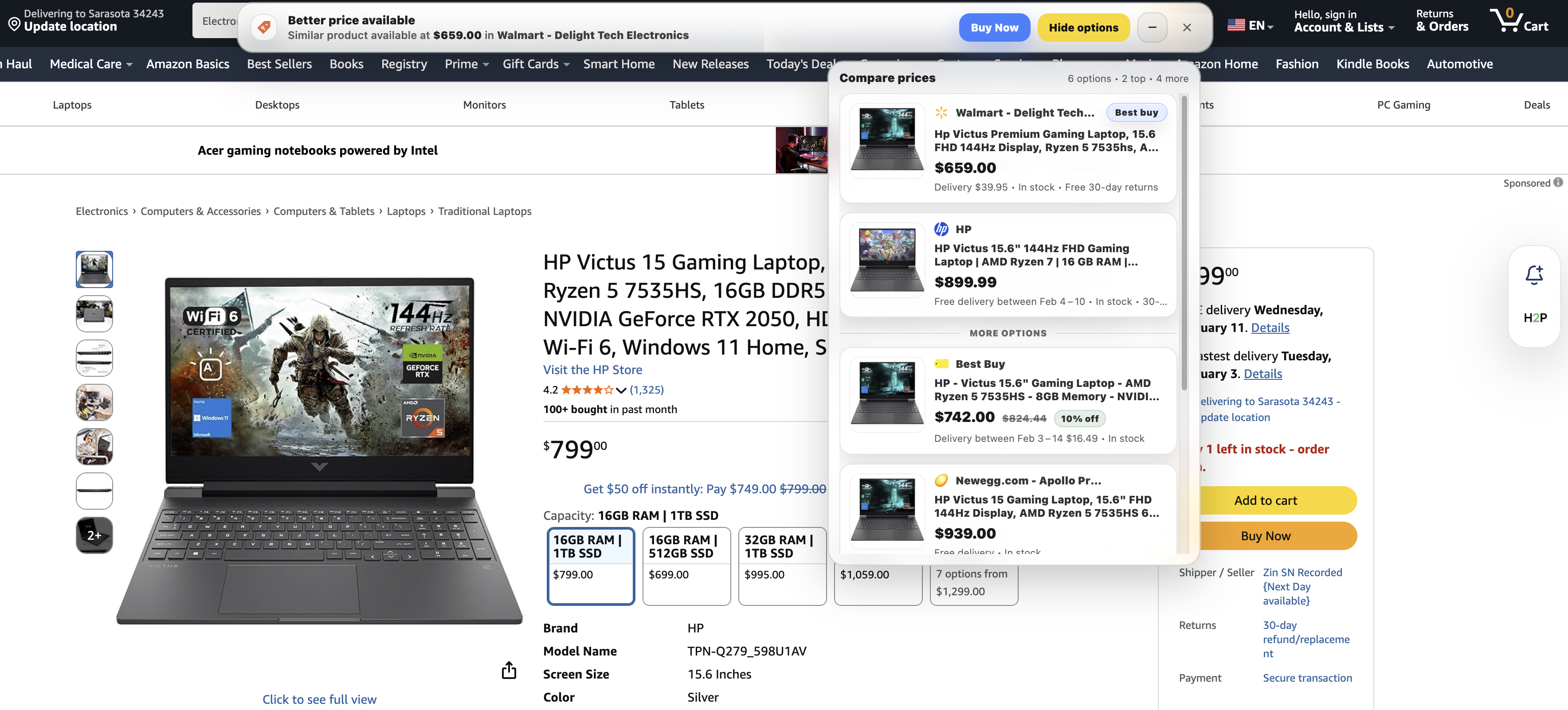 Happy2Purchase price comparison panel